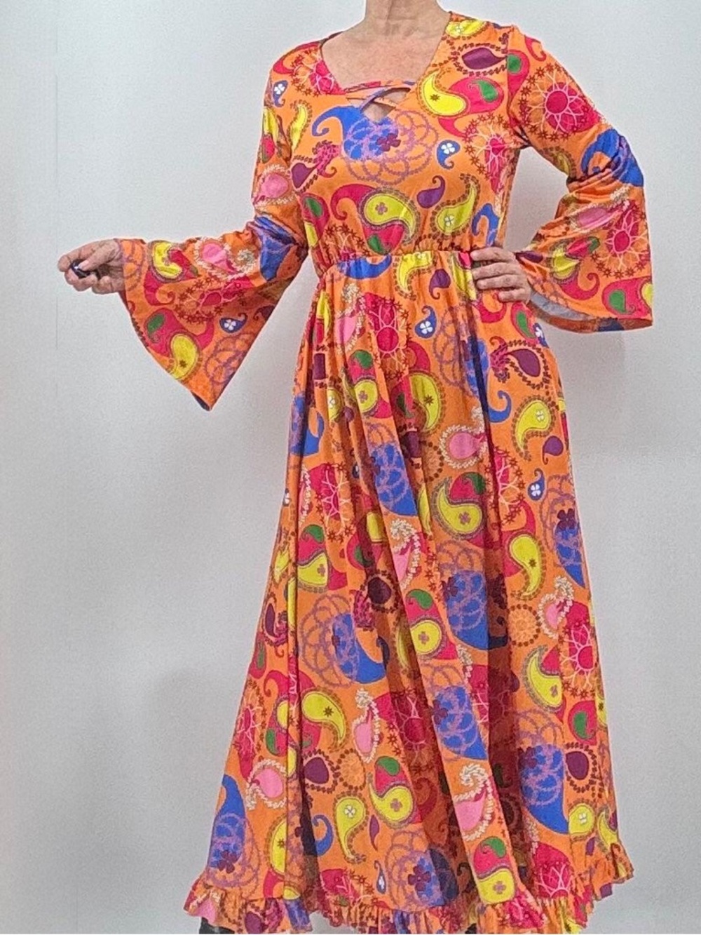 Morph Costumes 70s Hippie Groovy Disco Party Rave Psychedelic Boho Maxi Dress